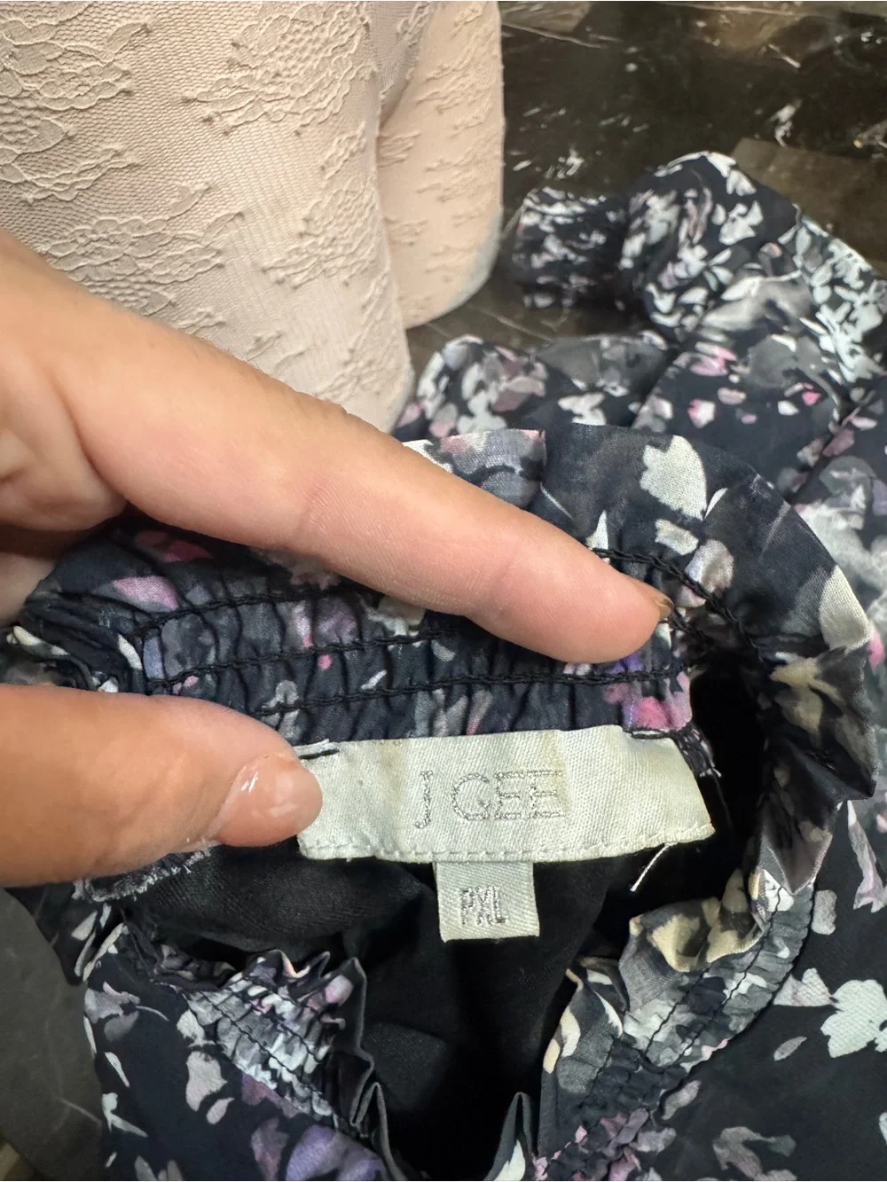 J. Crew Black Floral Long-Sleeve Smocked-Waist Dress